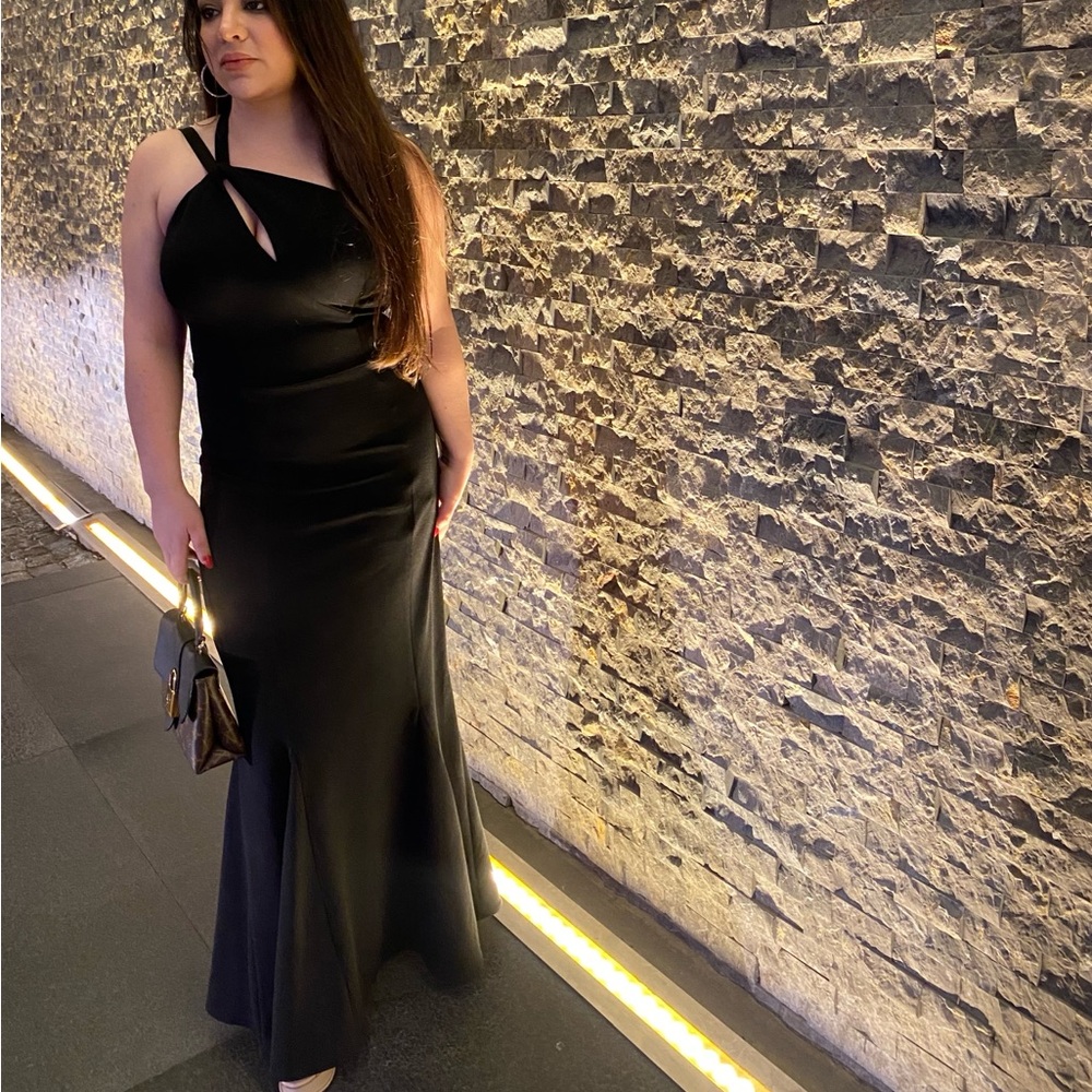 Dress the population black maxi - petite - S